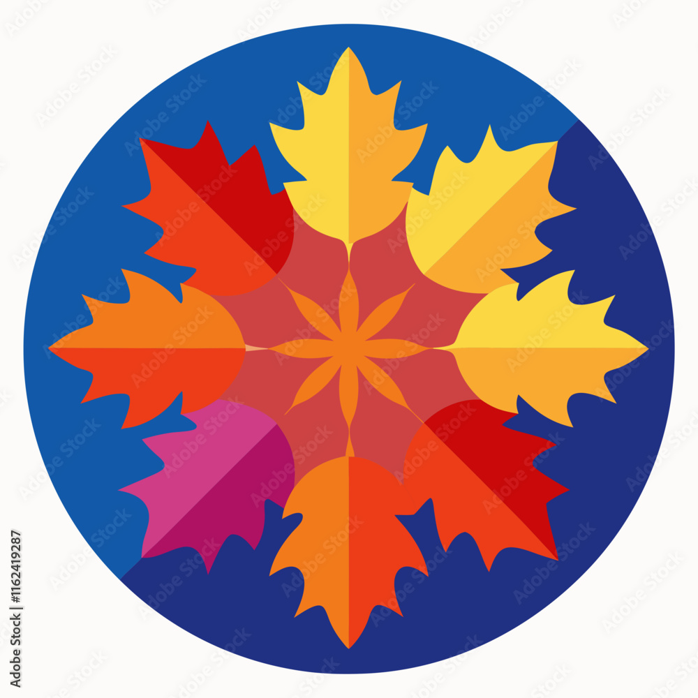 Vibrant Autumn Leaves Colorful Foliage with Symmetrical Radial Composition Vibrant Autumn Leaves Colorful Foliage with Symmetrical Radial Composition