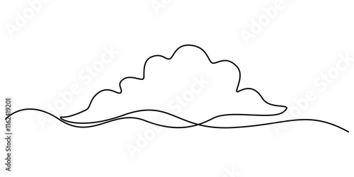 Cloud one line drawing, Continuous one line drawing of a cloud isolated on a simple background vector illustration, Clouds one continuous line drawing, Continuous one line drawing of cumulus cloud.
