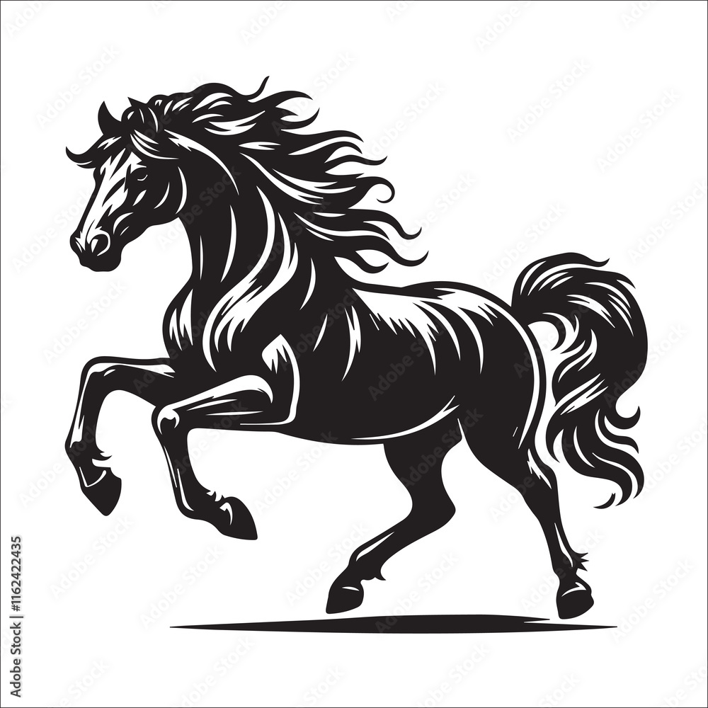 Obraz premium Galloping Horse SVG Cut File, Horse Eps black