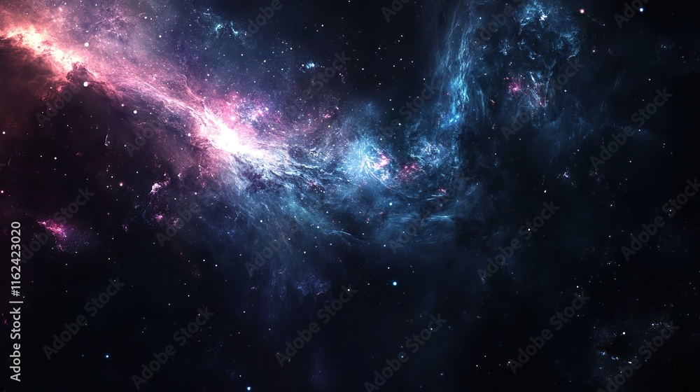 Fototapeta premium Stunning cosmic outer space background illustration featuring vibrant nebulas, stars, and galaxies for high-resolution wallpapers and digital art