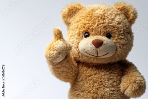 A cheerful teddy bear with a thumbs-up gesture, exuding warmth and friendliness.