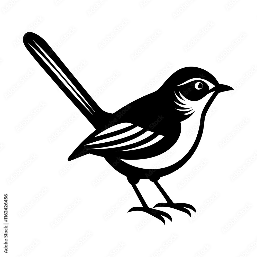 Obraz premium Silhouetted illustration of a small songbird.