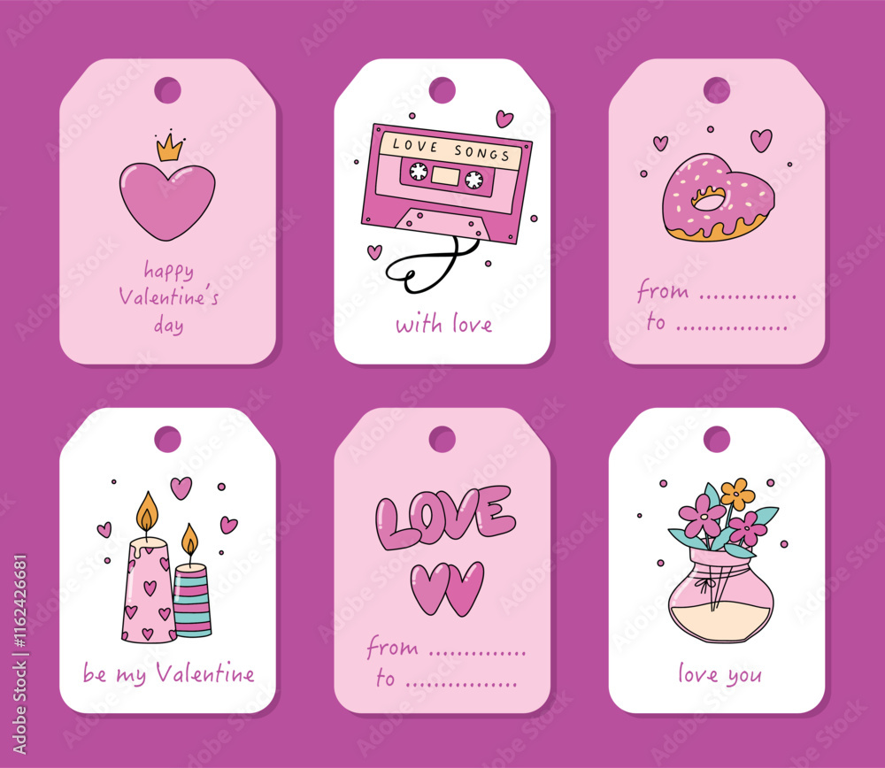 Valentine's day labels collection for gifts decor. Good for stickers, prints, cards, tags, templates, etc. EPS 10 Valentine's day labels collection for gifts decor. Good for stickers, prints, cards, tags, templates, etc. EPS 10
