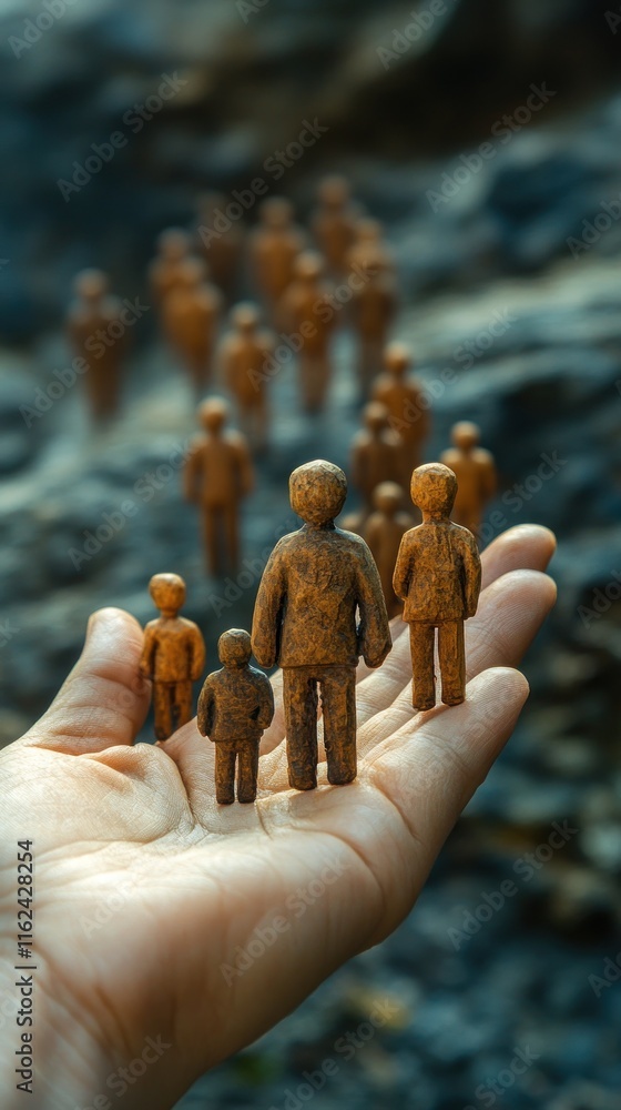 Figures representing family constellations and generational dynamics. AI generated