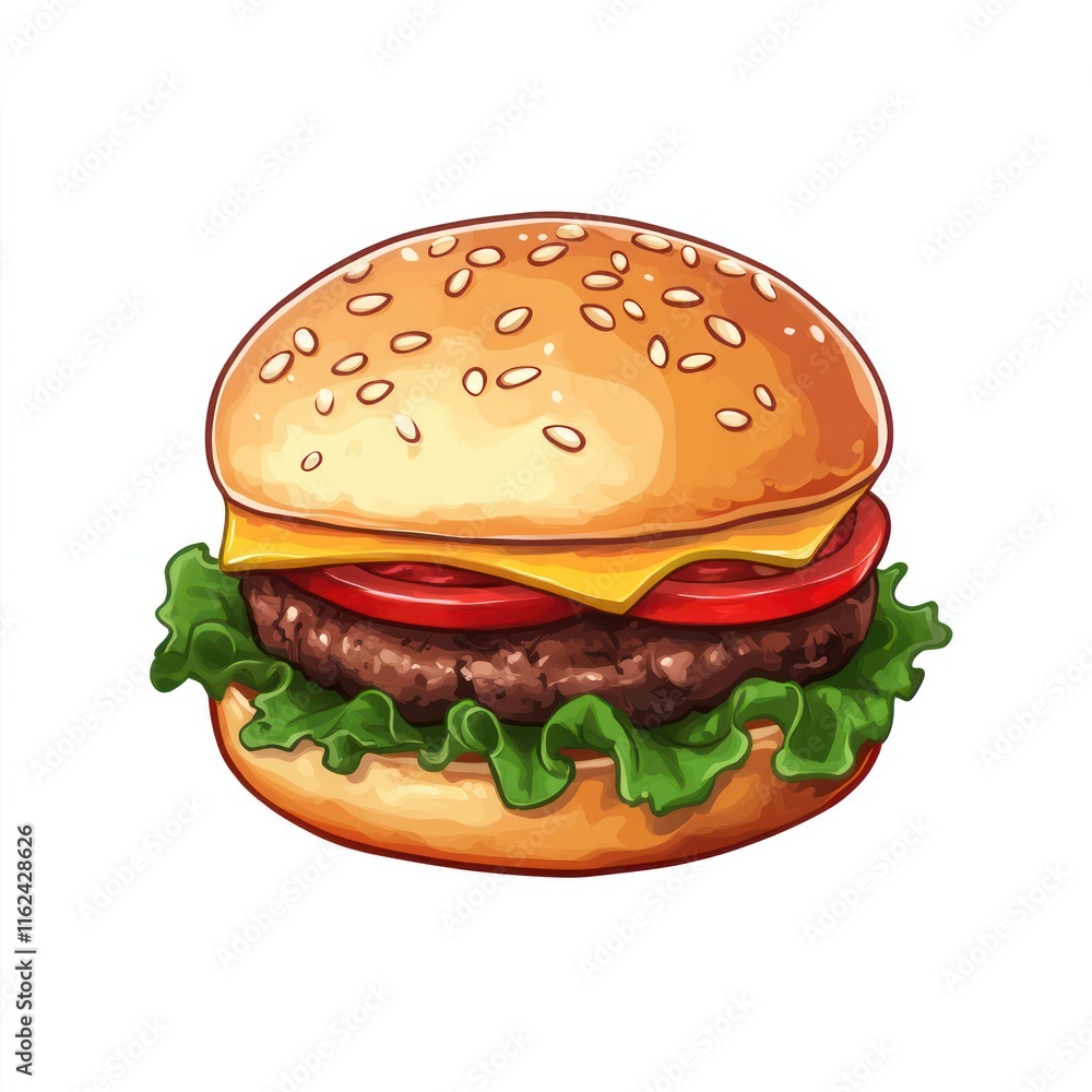 fresh tasty burger Isolated on White Background Generative AI fresh tasty burger Isolated on White Background Generative AI