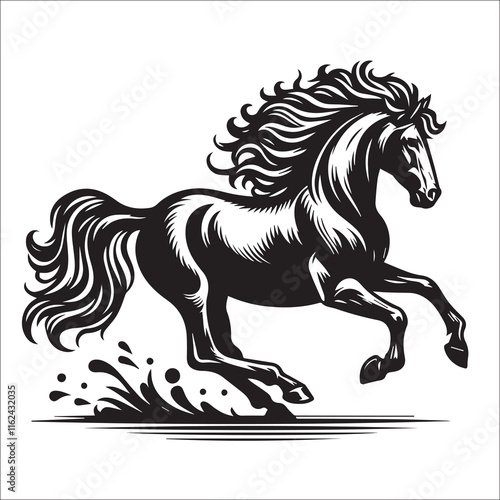 Galloping Horse SVG Cut File, Horse Eps black