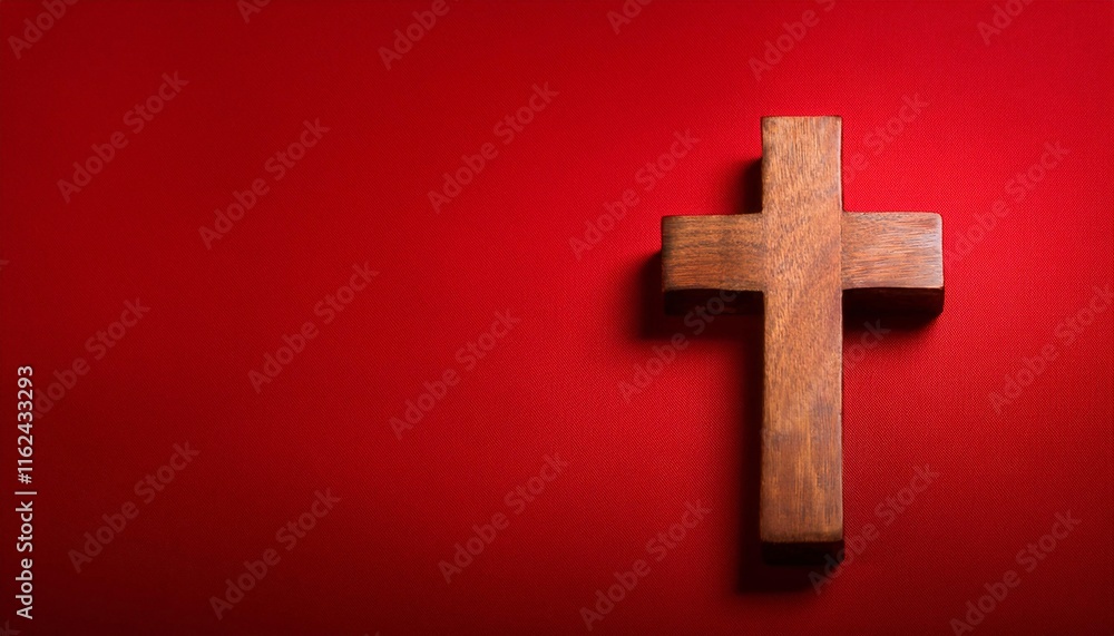 Wood cross on royal red background Wood cross on royal red background