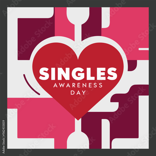 Singles Awareness Day vector design featuring creative typography, vibrant colors, and celebratory elements perfect for posters, cards, and social media. Print