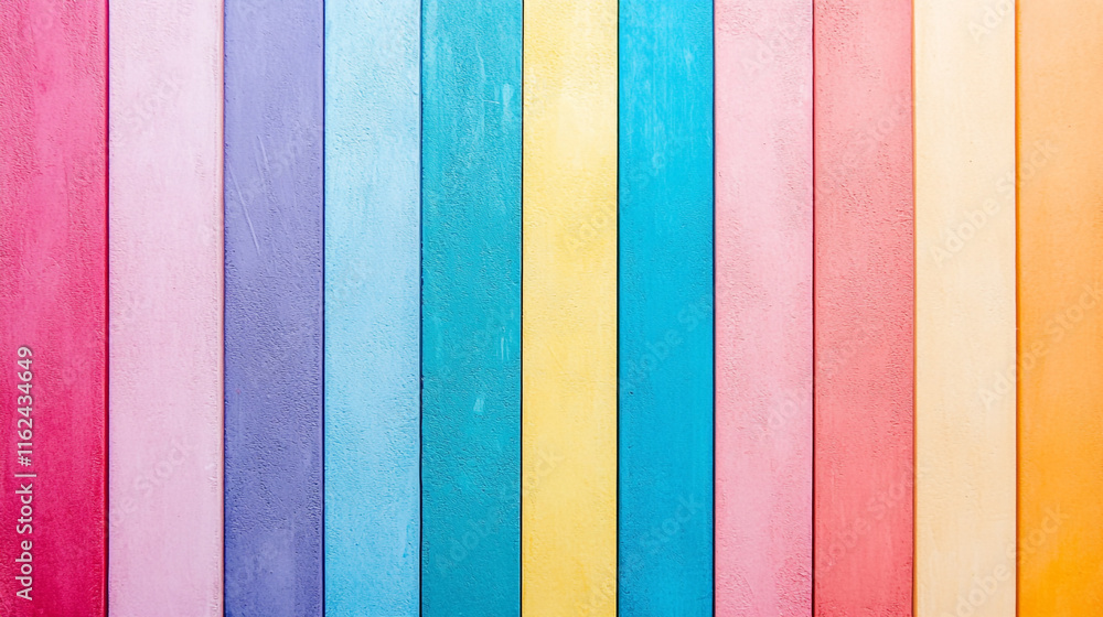 Brightly colored wooden panels create a vibrant and cheerful backdrop in a sunny space Brightly colored wooden panels create a vibrant and cheerful backdrop in a sunny space