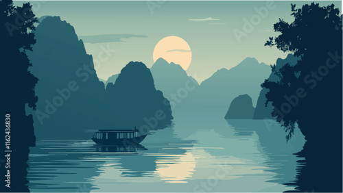 Golden Hour at Ha Long Bay.eps