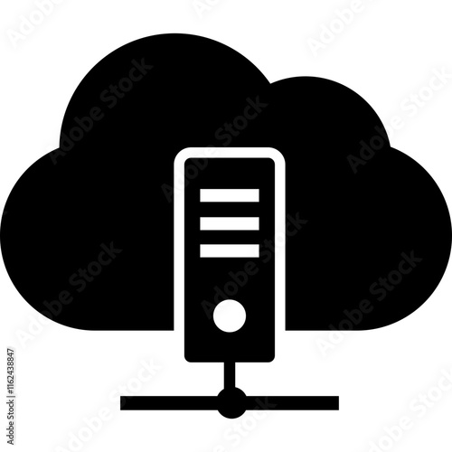 Minimalistic cloud data icon for cloud computing server solutions