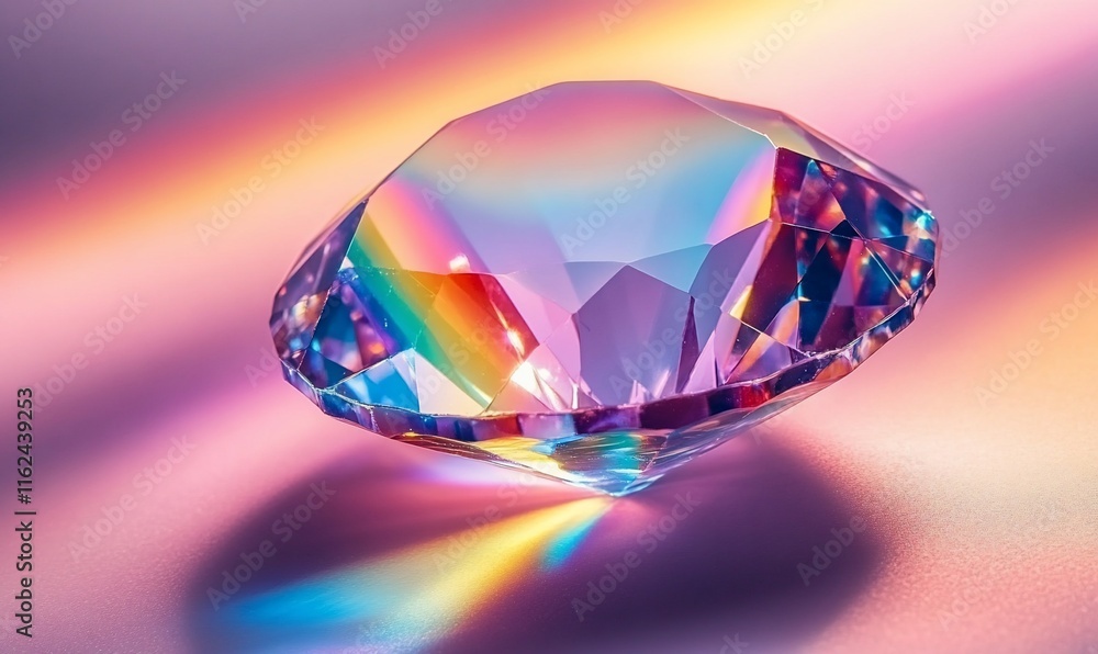 Vibrant iridescent gemstone on pink background. Vibrant iridescent gemstone on pink background.