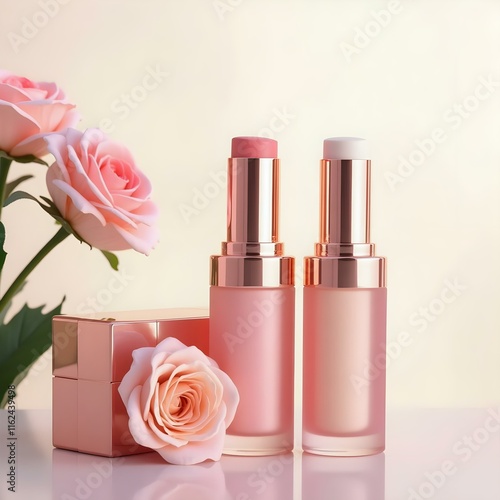 Luxury Redefined Elegant High-End Cosmetics Display.AI Generated image.