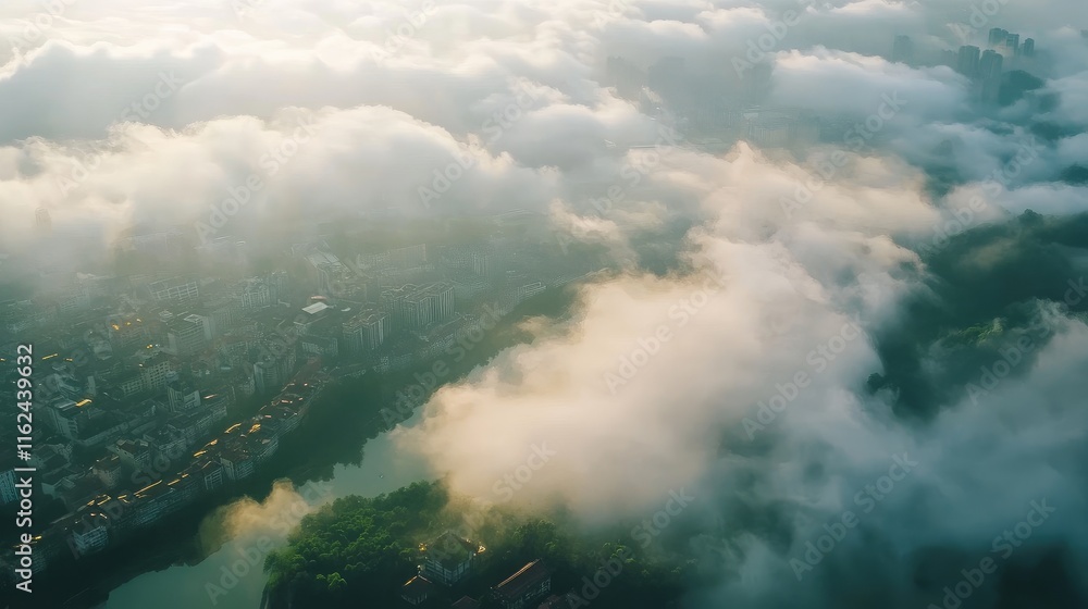 Fototapeta premium mist over the river