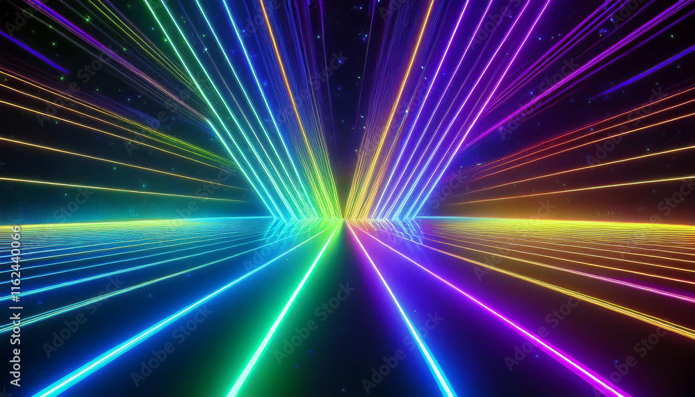 Obraz premium Free photo cosmic background with colorful laser lights with cool shapes