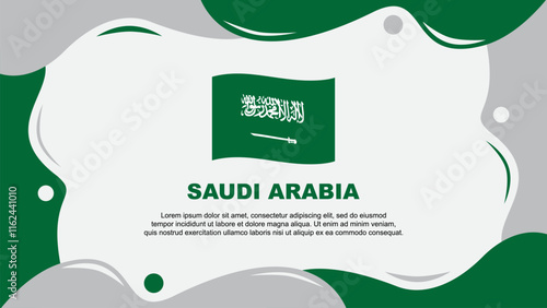 Saudi Arabia Flag Abstract Background Flat Design Template. Saudi Arabia Independence Day Banner Wallpaper Vector Illustration. Saudi Arabia Background