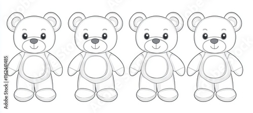 Vector style black and white teddy bear outline drawing for coloring fun and creativity