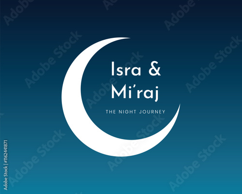 Isra Miraj, Night Journey of the Prophet Muhammad. Islamic background design. Banner, poster, card template. Vector Illustration