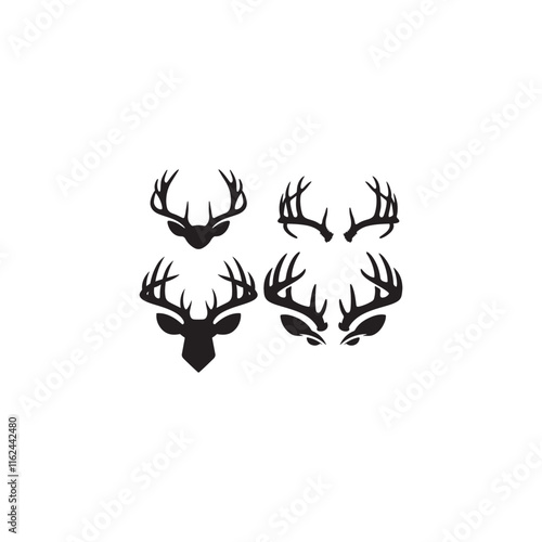 create a Deer antlers silhouette vector icon desing with a white background
