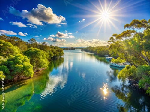 Noosaville Sunshine Coast Australia: Scenic River View with Copy Space photo