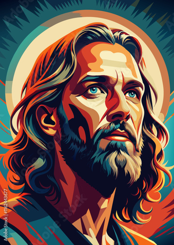a-retro-illustration-of-a-jesus-christ--in-the-sty.eps