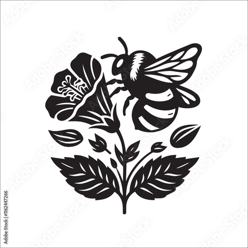 Bumblebee Svg, Bee Cut file, Bee with Flowers, Svg for Shirts, Bumble bee EPS, Cute Bee, Silhouette, Svg files for Cricut, Printable, Vector
