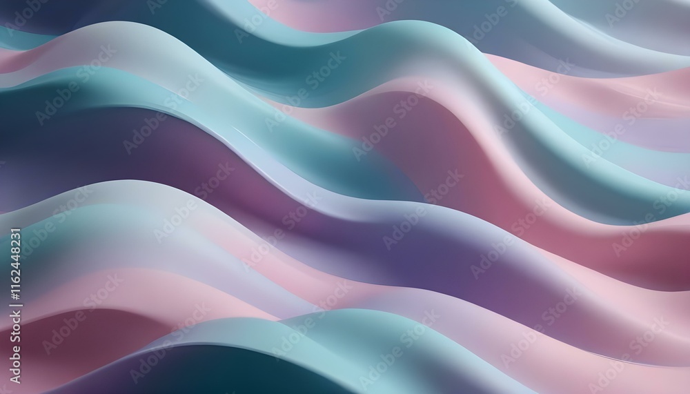 Fototapeta premium Fondo abstracto de color pastel con ondas suaves y fluidas de tonos rosados, morados y azules