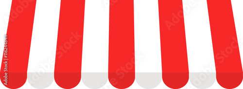 outdoor striped awning flat vector.
shop window  sunshade icon.
Isolated canopy awning striped roof.
Transparent background.
