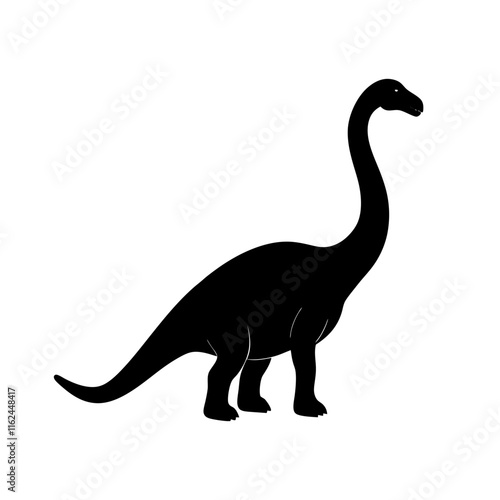 majestic brontosaurus silhouette vector illustration on white Background