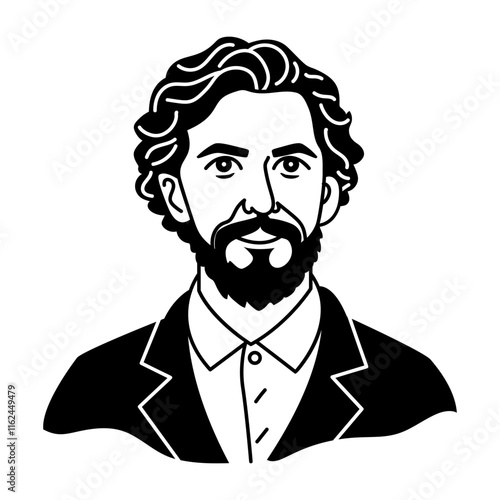 Glyph style icon of beard gentleman 
