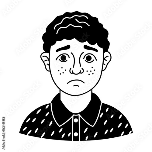 A glyph style icon of an embarrassed man