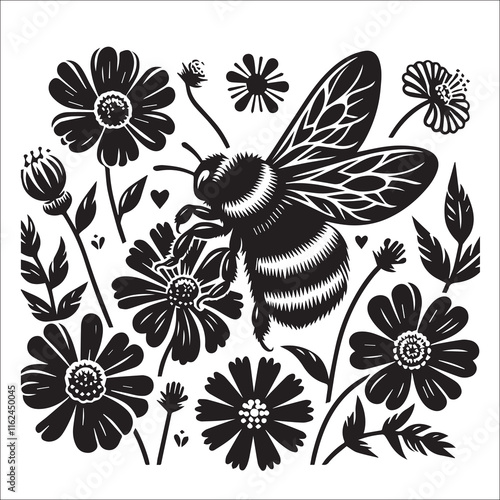 Bee Silhouette Vector Designs, bumble bee, bombus lapidaries, bombus lucorum, bumblebees, butterfly meadow, conservation, species, field, area, nature, bumblebee, summer, spring, background, bee
