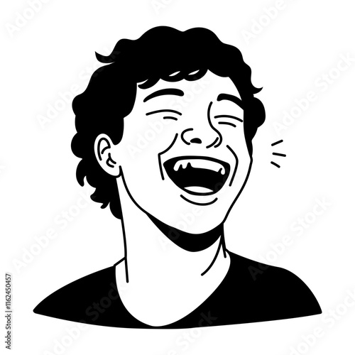 Boy laughing icon in glyph style 