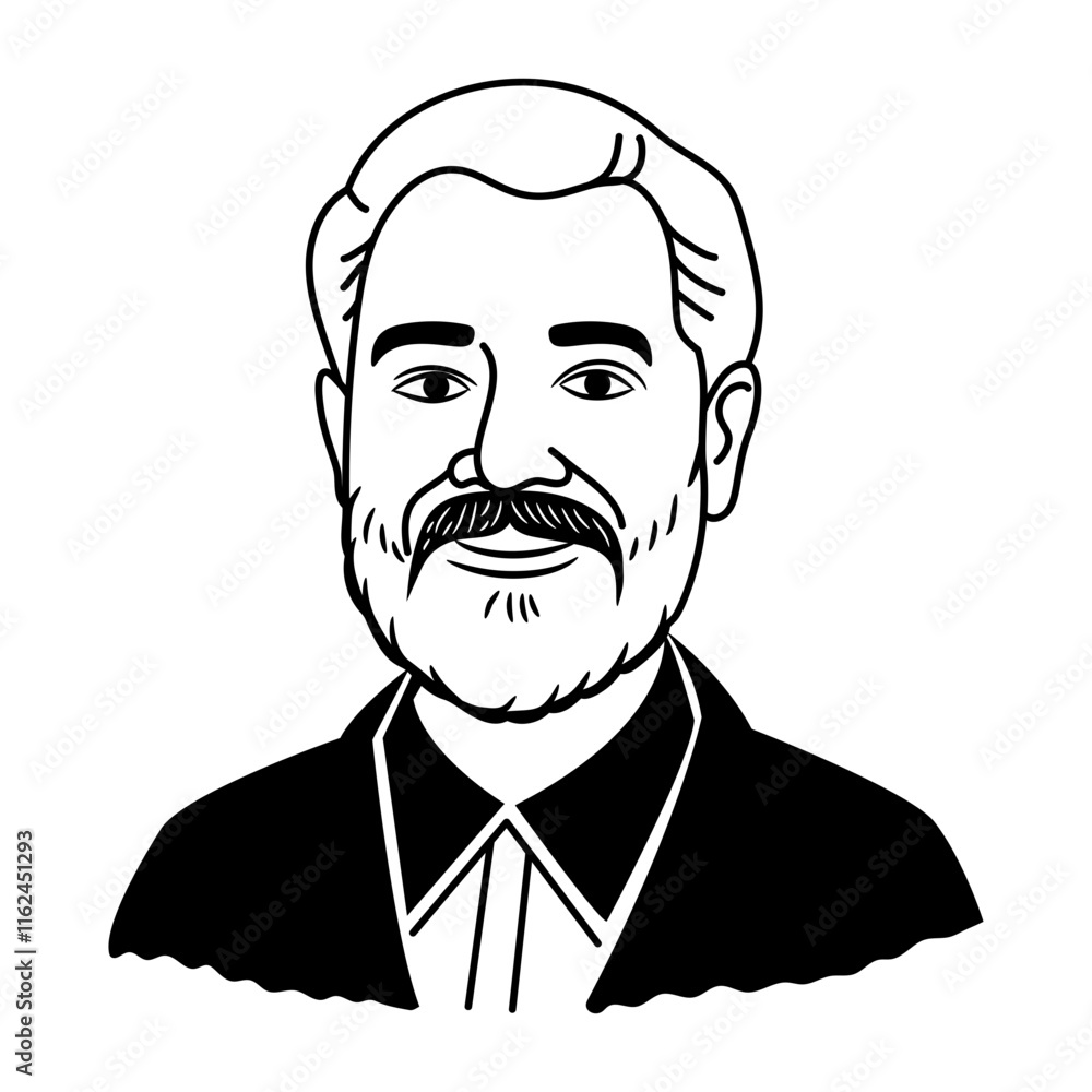 A sketchy icon of a smiling man A sketchy icon of a smiling man