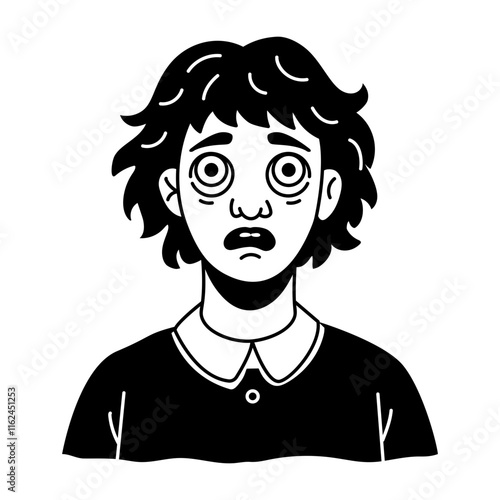 A glyph style icon of frightened character 