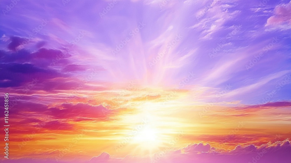 Obraz premium Abstract Watercolor Background on Paper with a Colorful Sunset and Bright Sky