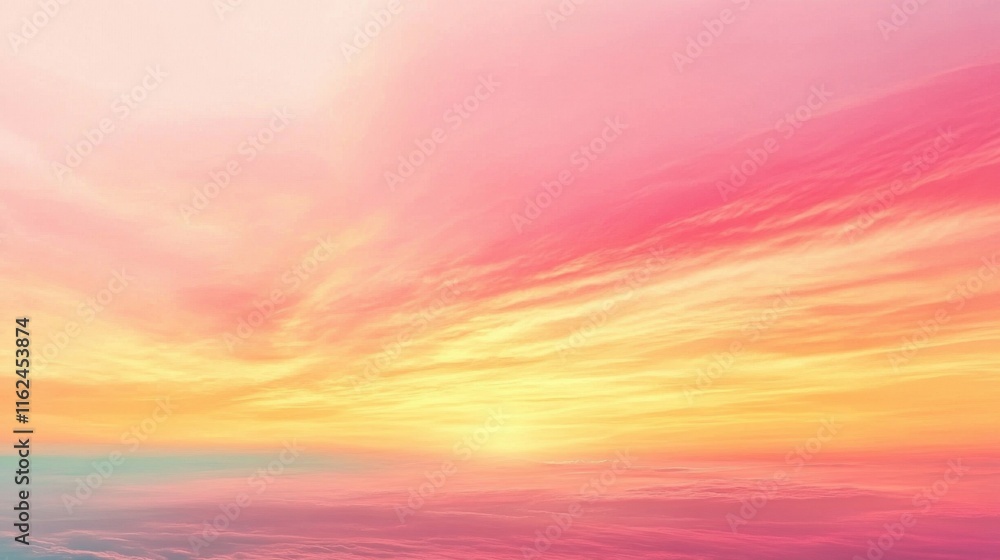 Fototapeta premium Abstract Watercolor Background on Paper with a Colorful Sunset and Bright Sky