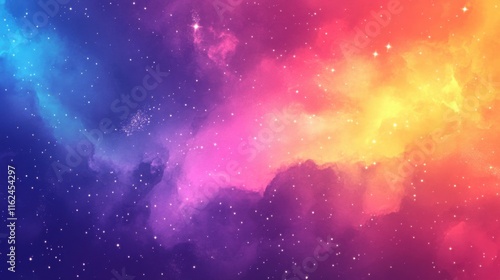 Abstract Watercolor Background on Paper with a Colorful Sunset and Bright Sky