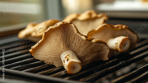 Charred King Oyster Mushrooms on the Grill in Deb Lindsey Style photo