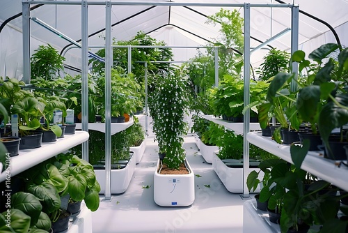 Indoor Vertical Farming Greenhouse Smart Technology Automated Plants Growing photo