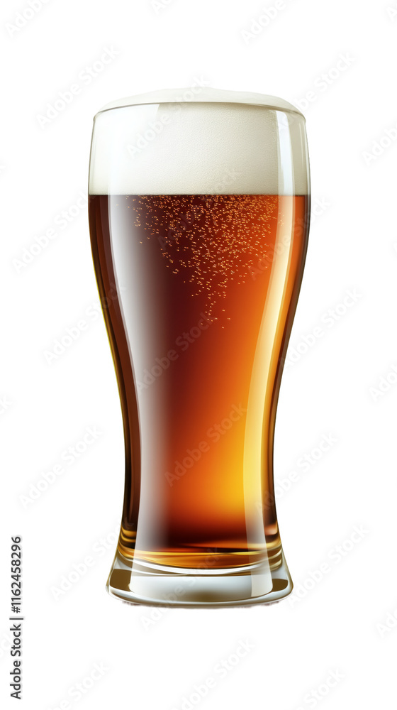 Refreshing pint of beer with white foam head, isolated on transparent background, ready for use in beverage-related projects Refreshing pint of beer with white foam head, isolated on transparent background, ready for use in beverage-related projects