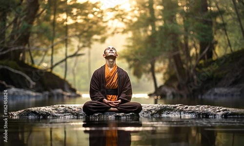 Peaceful meditation by the river.mp4