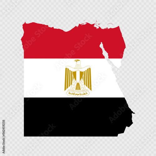 Egypt map silhouette with flag.