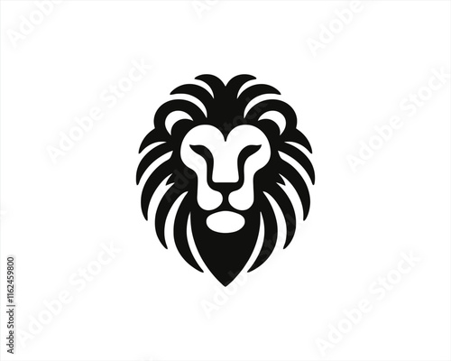 Lion Logo Design Vector Template. Lion Head Logo Icon Vector illustration. Black and white Lion head vector illustration.	