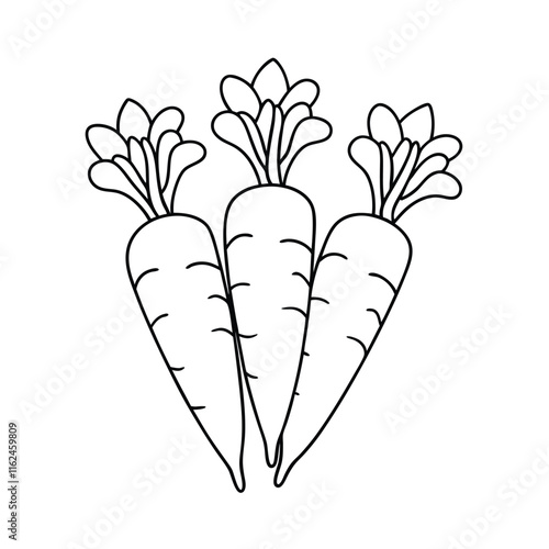 Coloring page. Composition of different vegetables on white background