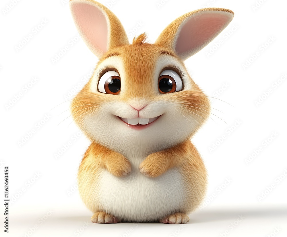 Adorable cartoon bunny rabbit, cheerful expression, sitting, white background. Adorable cartoon bunny rabbit, cheerful expression, sitting, white background.