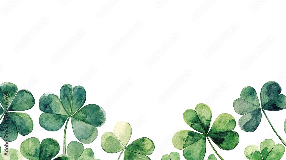 Obraz premium St Patricks day background with clover, watercolor. 
