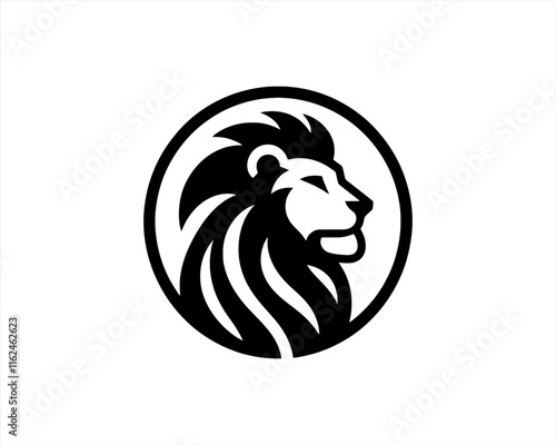 Lion Logo Design Vector Template. Lion Head Logo Icon Vector illustration. Black and white Lion head vector illustration.	