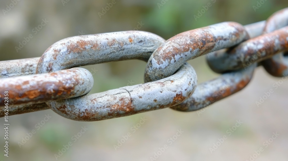 Close-Up of Rusty Metal Chain Links Illustrating Strength and Aging Close-Up of Rusty Metal Chain Links Illustrating Strength and Aging