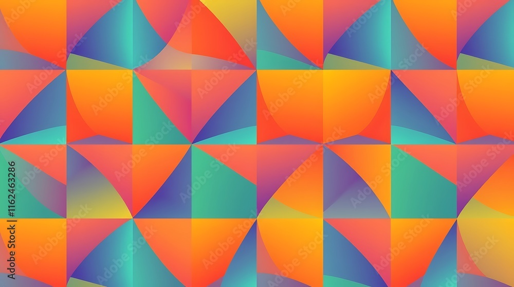 Fototapeta premium Abstract Geometric Pattern: Vibrant, dynamic, and captivating, this abstract geometric pattern features a seamless blend of colorful triangles and gradients. It is perfect for modern, trendy designs.